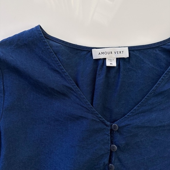 Amour Vert Tencil Denim-like Long Sleeve Blouse - Size XS - Picture 4 of 6